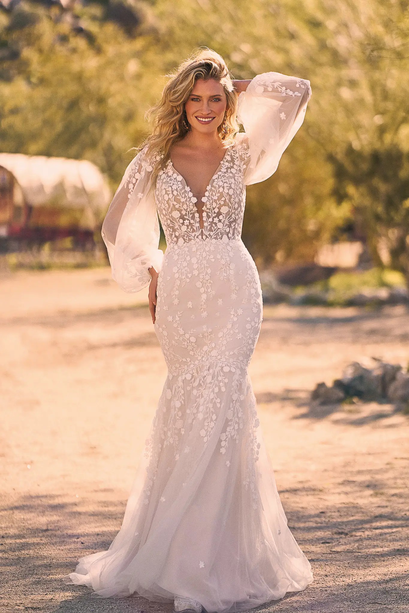 Model wearing a gown by Lillian West