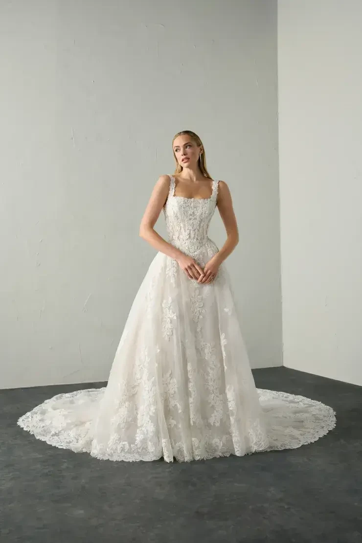 Model wearing a Justin Alexander Signature gown