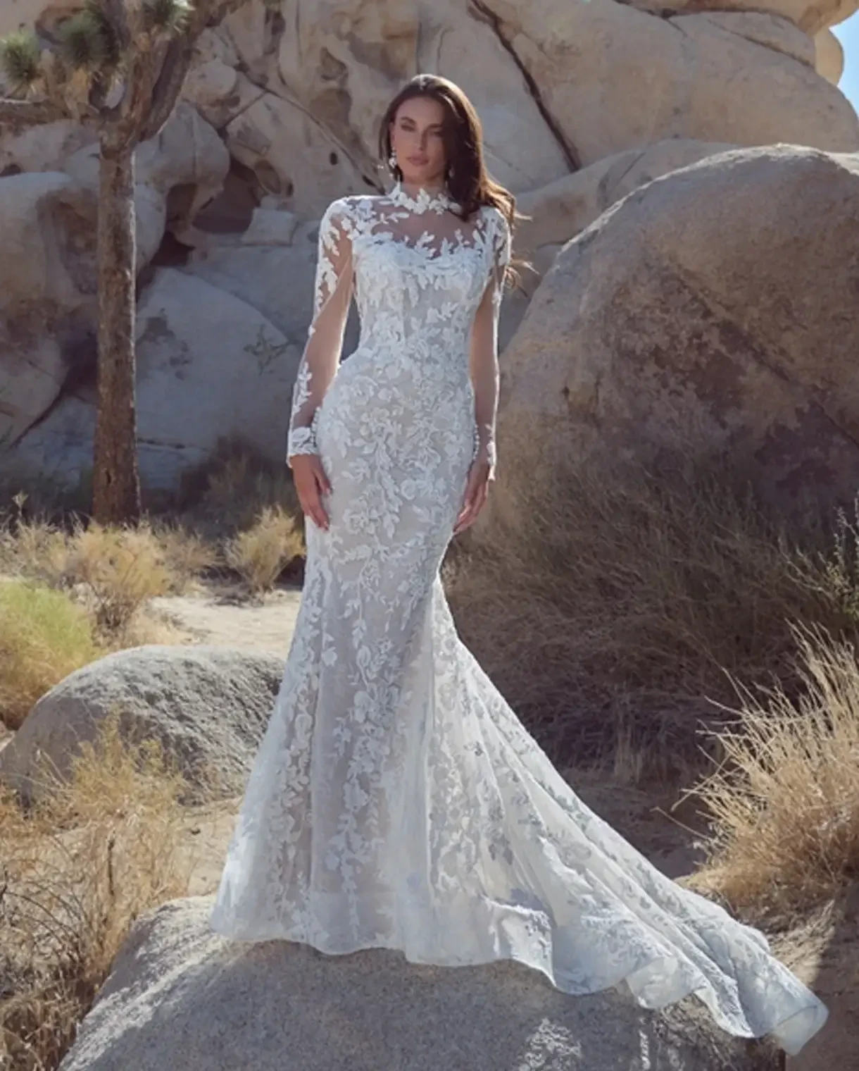 Model wearing a Calla Blanche gown