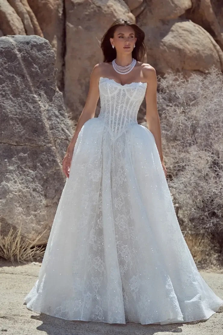 Model wearing a Calla Blanche gown