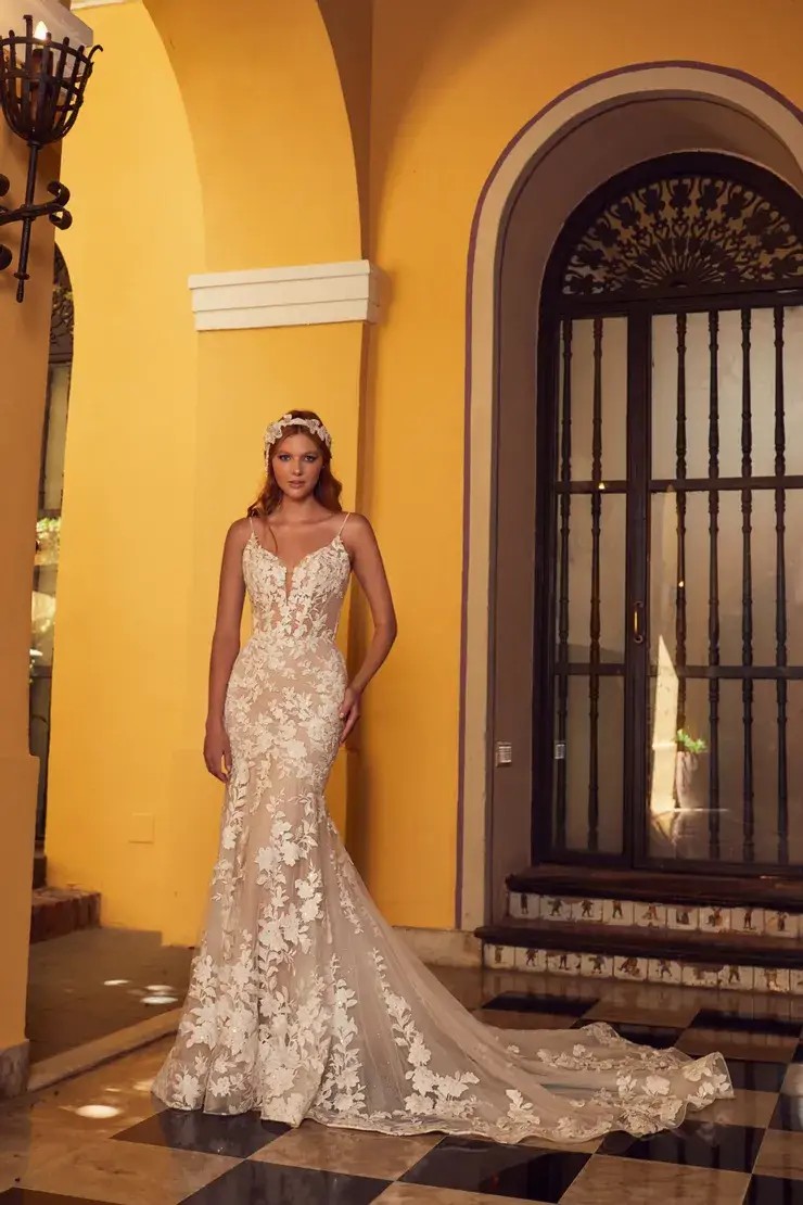 Model wearing a L'Amour by Calla Blanche gown